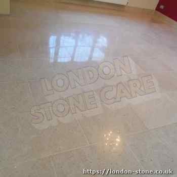 Limestone Floor Cleaning throughout London - Before Cleaning Picture showing Limestone Polishing serving London